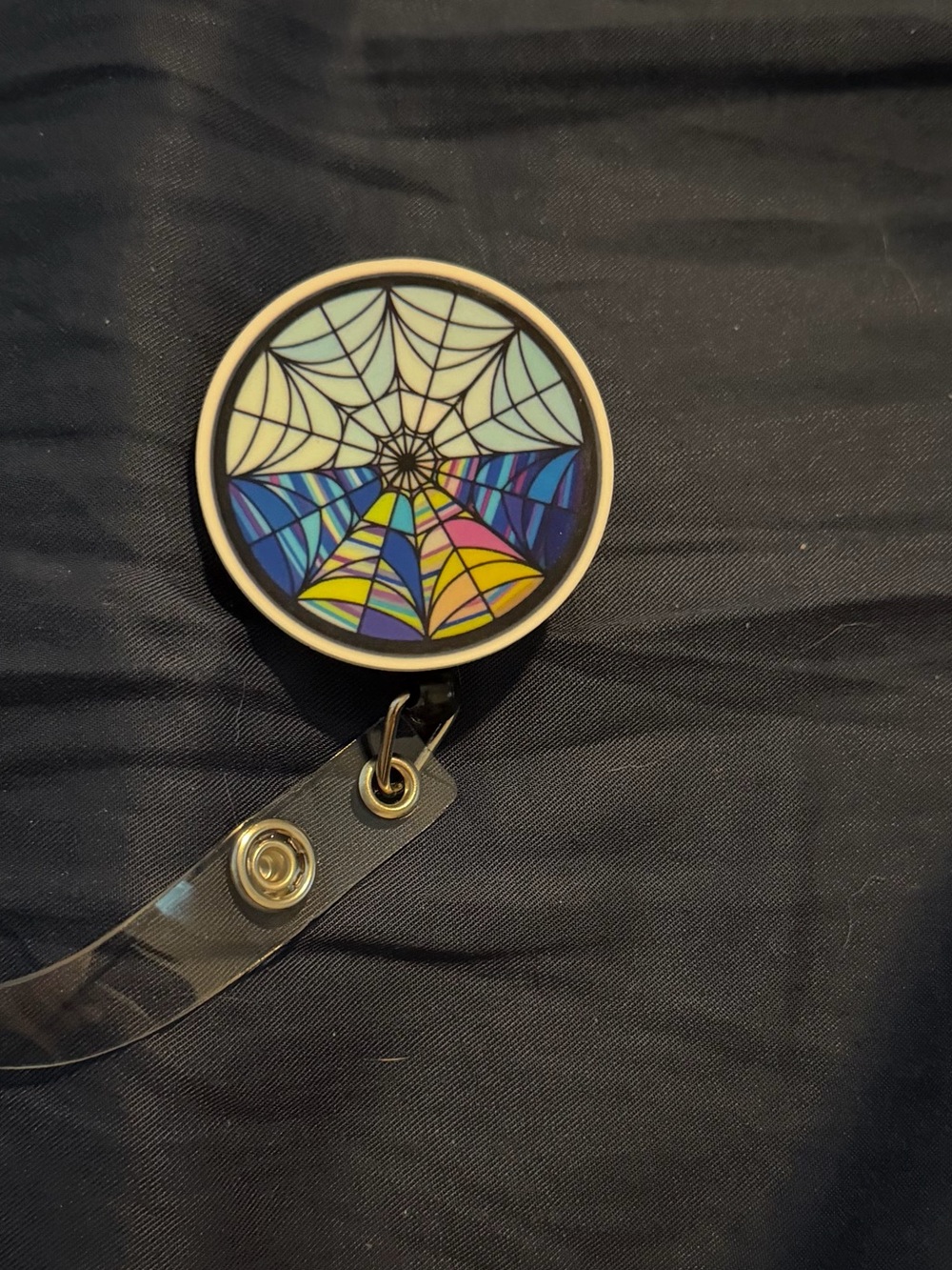 Abstract Rainbow Spiderweb Decorative Badge Reel - Multicolor